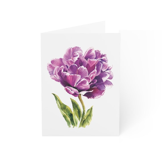 Purple Fancy Tulip Card, Digital Art Print, Botanical Card, Blank Inside, Bill Shew wall art print