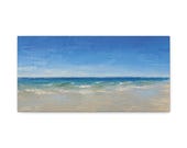 Minimalist Beach Canvas Print, Blue Sky Ocean, Coastal Wall Art (Digital Art) by Bill Shew
