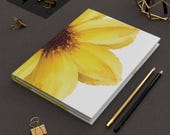 Watercolor Yellow Daisy Hardcover Journal | Botanical Lined Notebook (150 Pages), framing detail (Bill Shew)
