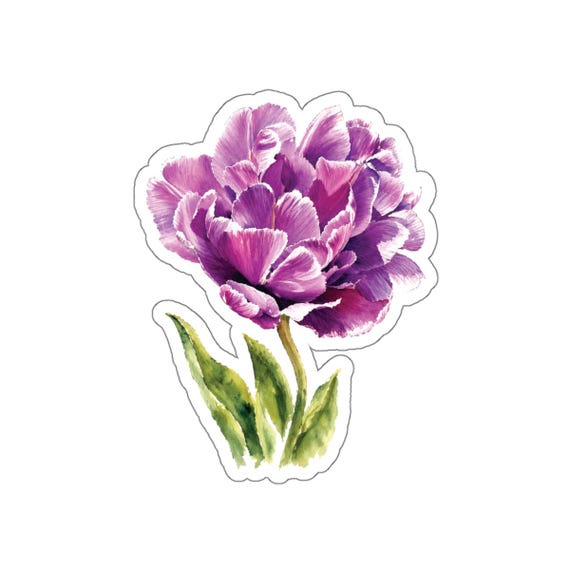 Purple Fancy Tulip Sticker, Double Tulip Flower Sticker, Watercolor Tulip Sticker by Bill Shew