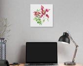 Red White Columbine Botanical Art Classic Stretched Canvas, alternate view (Bill Shew)