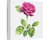 Magenta Rose Botanical Art Classic Stretched Canvas | Floral Wall Decor, detail view (Bill Shew)