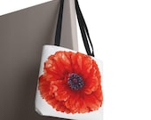 Red Poppy Watercolor Tote Bag, Botanical Floral Canvas Bag, Poppy Flower Tote, framing detail (Bill Shew)