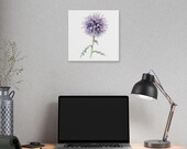 Purple Globe Thistle Botanical Art Classic Stretched Canvas | Wildflower Wall Decor, alternate view (Bill Shew)