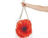 Red Poppy Watercolor Tote Bag, Botanical Floral Canvas Bag, Poppy Flower Tote, alternate view (Bill Shew)