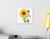 Golden Sunflower Botanical Art Classic Stretched Canvas | Floral Wall Decor, detail view (Bill Shew)