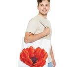Red Poppy Watercolor Tote Bag, Botanical Floral Canvas Bag, Poppy Flower Tote, alternate view (Bill Shew)