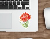 Fancy Double Tulip Sticker, Orange Tulip Flower Sticker, Watercolor Tulip Sticker, detail view (Bill Shew)