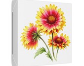 Red Yellow Blanket Flower Botanical Art Classic Stretched Canvas | Floral Wall Decor, detail view (Bill Shew)