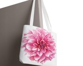 Gazania Watercolor Tote Bag, Botanical Floral Canvas Bag, Orange Yellow Flower Tote, detail view (Bill Shew)
