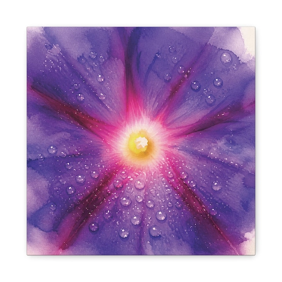 Morning Glory Flower Canvas Print, Purple Macro Digital Art Print, Botanical Wall Art, Canvas Wall Decor, Bill Shew wall art print