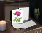 8 cards - Pink Rose Watercolor Card, Botanical Floral Note, alternate view (Bill Shew)