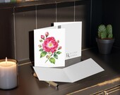 8 cards - Pink Peony Watercolor Greeting Card, Botanical Floral Art Note Card, alternate view (Bill Shew)