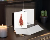 Watercolor Red Berry Christmas Tree Card, Rustic Botanical Holiday Greeting, alternate view (Bill Shew)
