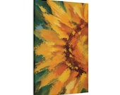 Bold Sunflower Macro Canvas Print, Textured Botanical Wall Art, Golden Yellow Decor, detail view (Bill Shew)