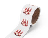 Scandinavian Christmas Gnome Sticker, Festive Knit Hat Art (Roll of 50), in-room view (Bill Shew)