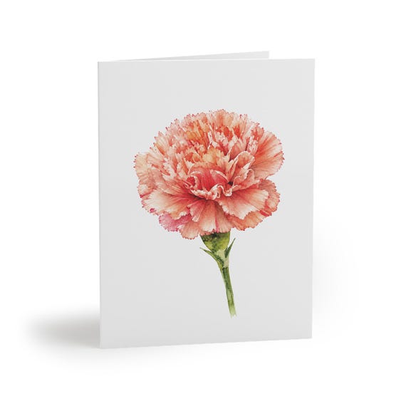 Peach Carnation Watercolor Greeting Card, Botanical Floral Art (Blank Card) Peach Carnation Watercolor Greeting Card, Botanical Floral Art (Blank Card) by Bill Shew