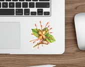 Orange Jatropha Flower Sticker, Peregrina Botanical Sticker, Tropical Floral Sticker, detail view (Bill Shew)