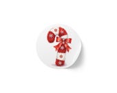 Watercolor Candy Cane Sticker, Red White Snowflakes, Holiday Decor (Roll), detail view (Bill Shew)