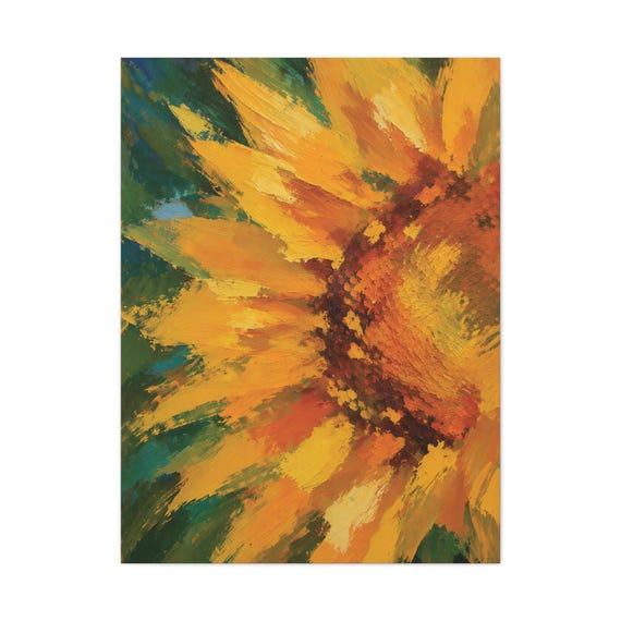 Sunflower Canvas Print, Bold Golden Yellow Macro Digital Art Print, Botanical Wall Art, Canvas Wall Decor, Bill Shew wall art print