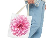 Gazania Watercolor Tote Bag, Botanical Floral Canvas Bag, Orange Yellow Flower Tote, in-room view (Bill Shew)
