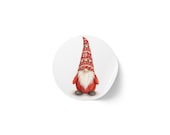 Christmas Gnome Sticker, Red Gnome Sticker, Scandinavian Gnome, Holiday Sticker, detail view (Bill Shew)
