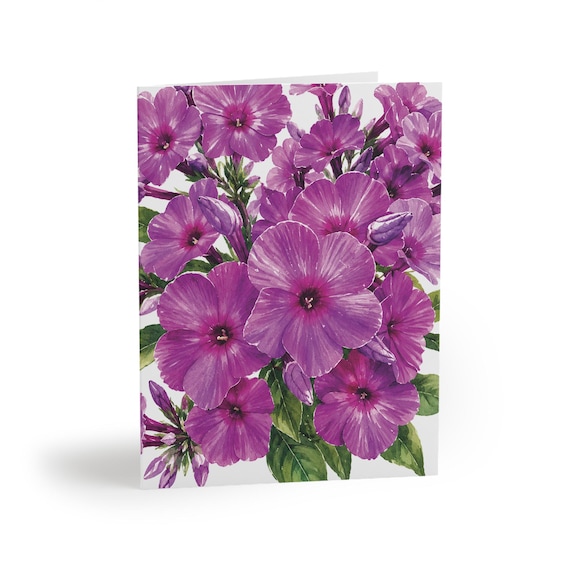 Purple Garden Phlox Watercolor Greeting Card, Cottage Garden Floral Art Purple Garden Phlox Watercolor Greeting Card, Cottage Garden Floral Art by Bill Shew