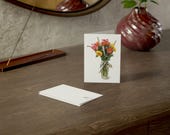 Rose and Ranunculus Greeting Card, Botanical Floral Card, Watercolor Bouquet, Blank Note Card, Garden Flower Stationery, Floral Gift Card, detail view (Bill Shew)