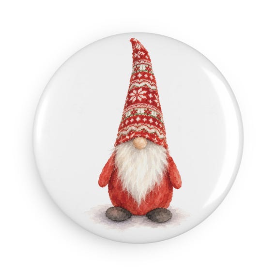 Christmas Gnome Magnet, Watercolor Gnome Fridge Magnet, Holiday Gnome Magnet by Bill Shew