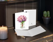 8 cards - Pink Alstroemeria Hydrangea Watercolor Floral Card, Botanical Garden Note, alternate view (Bill Shew)