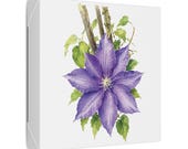 Purple Clematis Botanical Art Classic Stretched Canvas | Floral Wall Decor, detail view (Bill Shew)