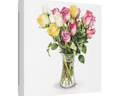 Multicolor Rose Bouquet Botanical Art Classic Stretched Canvas, framing detail (Bill Shew)