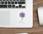 Purple Globe Thistle Sticker, Watercolor Echinops Flower Decal, detail view (Bill Shew)