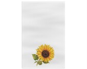 Sunflower Botanical Watercolor Tea Towel | Floral Kitchen Dish Towel, detail view (Bill Shew)