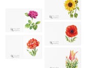 Watercolor Floral Note Cards, Assorted Garden Flowers (Set of 5), in-room view (Bill Shew)