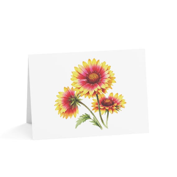 Blanket Flower Greeting Card, Digital Art Print, Botanical Card, Blank Inside for Any Occasion, Bill Shew wall art print
