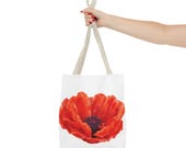Red Poppy Watercolor Tote Bag, Botanical Floral Canvas Bag, Poppy Flower Tote, alternate view (Bill Shew)