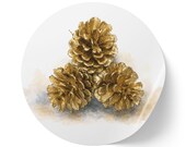 Gold Pinecone Sticker, Watercolor Winter Decor, Rustic Holiday Art, alternate view (Bill Shew)