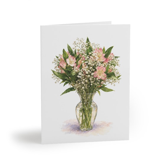 Pink Alstroemeria Watercolor Greeting Card | Peruvian Lily, Baby's Breath Floral Bouquet Pink Alstroemeria Watercolor Greeting Card | Peruvian Lily, Baby's Breath Floral Bouquet by Bill Shew