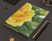 Yellow Rose Hardcover Journal | Watercolor Floral Notebook, Lined Pages, framing detail (Bill Shew)
