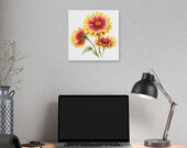 Red Yellow Blanket Flower Botanical Art Classic Stretched Canvas | Floral Wall Decor, alternate view (Bill Shew)