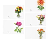 Watercolor Rose Note Cards, Assorted Bouquet Prints, close-up (Bill Shew)