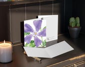 Purple Periwinkle Watercolor Greeting Card, Botanical Floral Art (Pack of 8, 16, or 24), alternate view (Bill Shew)