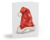 Watercolor Santa Hat Christmas Card, Classic Holiday Greeting (4.25" x 5.5") by Bill Shew