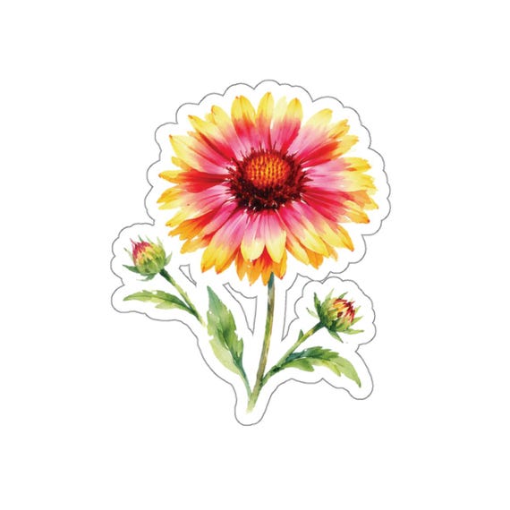 Gaillardia Sticker, Blanket Flower Sticker, Red Yellow Flower Sticker by Bill Shew