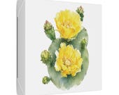 Yellow Prickly Pear Cactus Botanical Art Classic Stretched Canvas, detail view (Bill Shew)