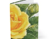 Yellow Rose Hardcover Journal | Watercolor Floral Notebook, Lined Pages by Bill Shew
