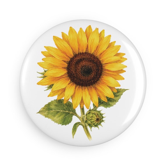 Sunflower Magnet, Watercolor Sunflower Fridge Magnet, Botanical Flower Magnet by Bill Shew
