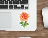 Watercolor Peach Rose Sticker, Botanical Floral Decor, detail view (Bill Shew)