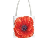 Red Poppy Watercolor Tote Bag, Botanical Floral Canvas Bag, Poppy Flower Tote, alternate view (Bill Shew)